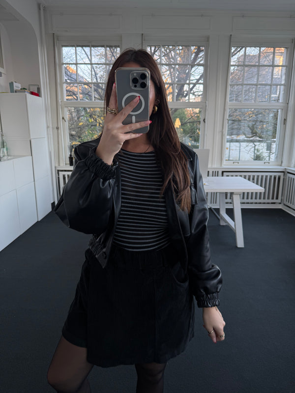 Hosenrock aus Cord mit Gummibund – One Size (36–40) schwarz