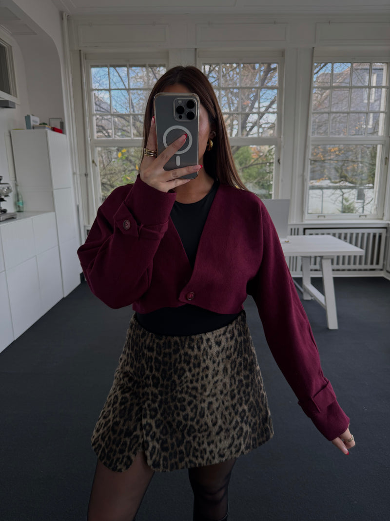 Bolero aus Super-Soft Strick mit Bindeknopf – One Size (36–40) bordeaux