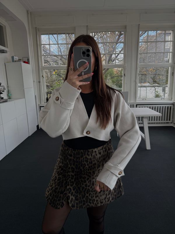 Bolero aus Super-Soft Strick mit Bindeknopf – One Size (36–40) beige