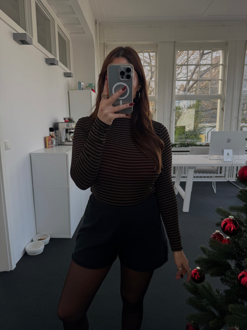 Kaschmir-Style Shirt mit klassischem Streifenmuster braun