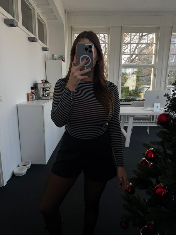 Kaschmir-Style Shirt mit klassischem Streifenmuster anthrazit