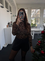 Kaschmir-Style Rollkragen-Shirt in Leo Beige