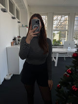 Kaschmir-Style Rollkragen-Shirt mit Streifenmuster anthrazit