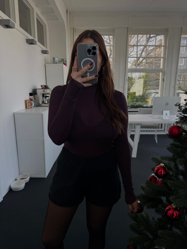 Kaschmir-Style Shirt mit Stehkragen lila