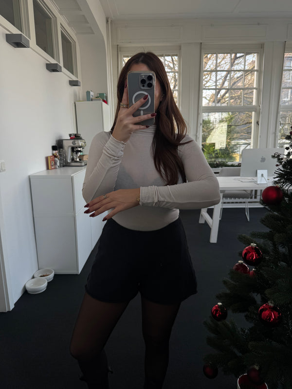 Kaschmir-Style Shirt mit Stehkragen creme