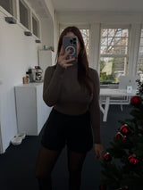 Kaschmir-Style Shirt mit Stehkragen taupe