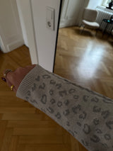 Beiges/grau Glitzer-Oberteil – One Size (36–38) | Super Soft | Silberglitzer | Viskose-Mix