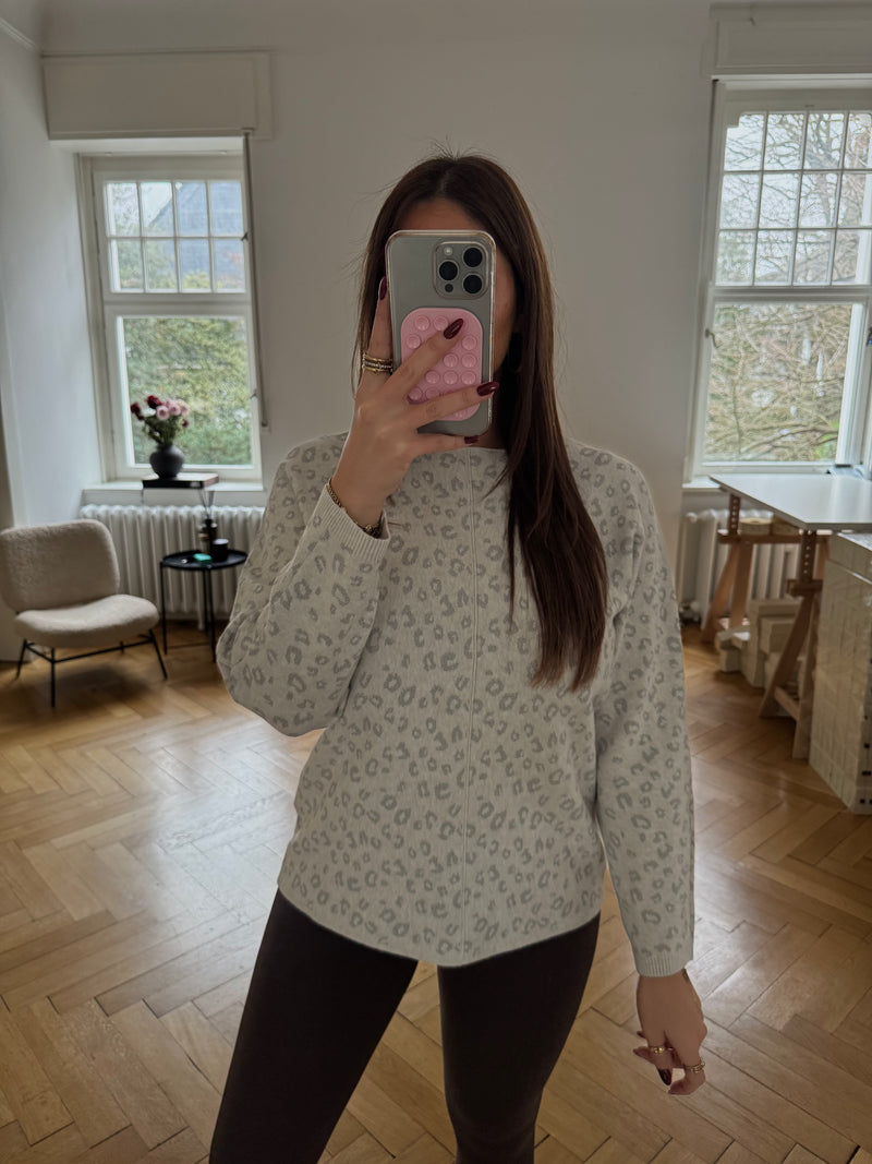 Beiges/grau Glitzer-Oberteil – One Size (36–38) | Super Soft | Silberglitzer | Viskose-Mix