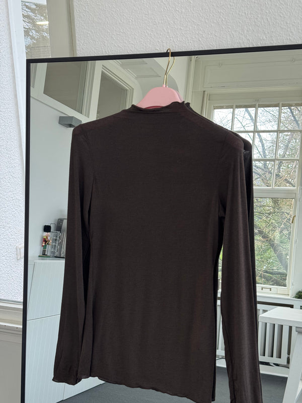 Kaschmir-Style Shirt mit Stehkragen braun