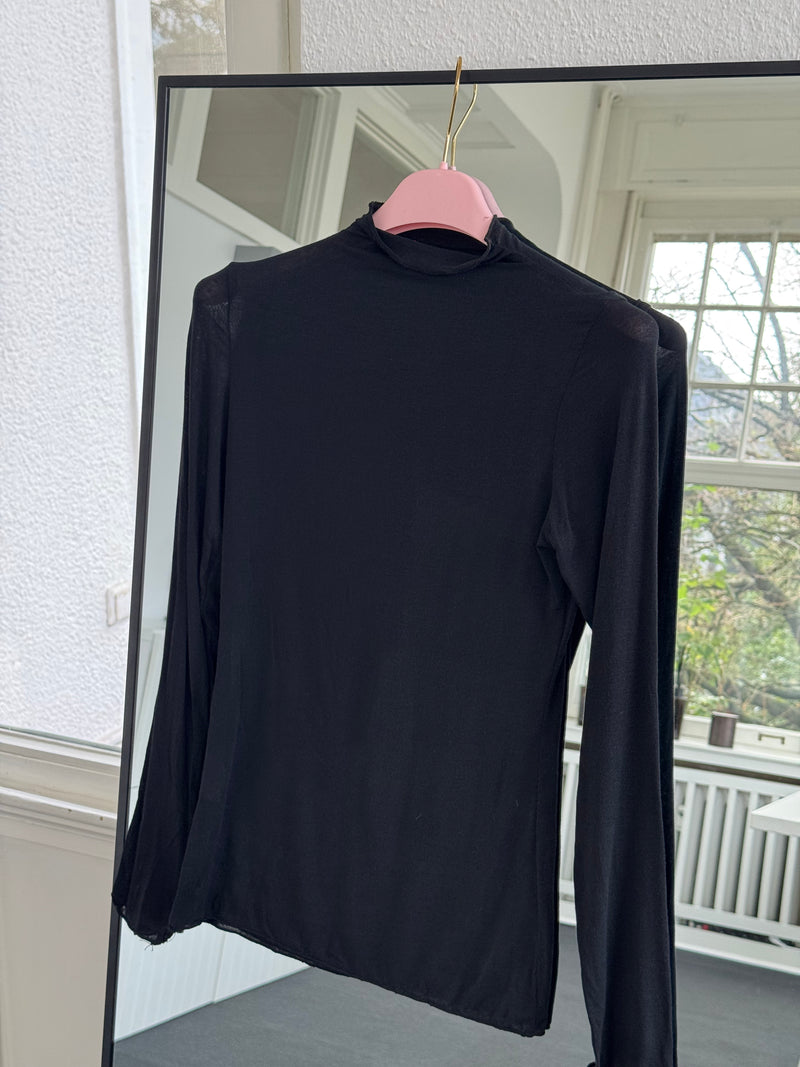 Kaschmir-Style Shirt mit Stehkragen schwarz