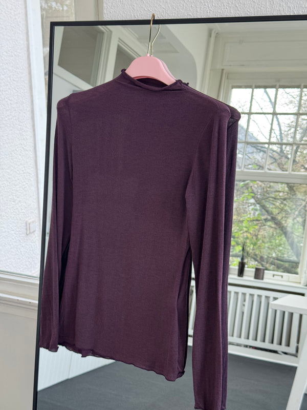 Kaschmir-Style Shirt mit Stehkragen lila