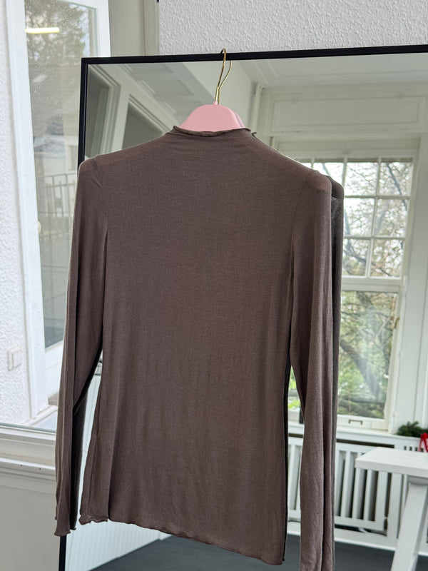 Kaschmir-Style Shirt mit Stehkragen taupe