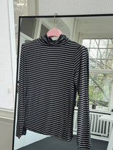 Kaschmir-Style Rollkragen-Shirt mit Streifenmuster anthrazit