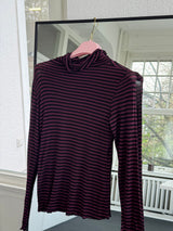 Kaschmir-Style Rollkragen-Shirt mit Streifenmuster bordeaux