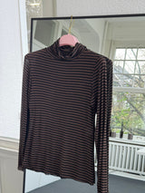 Kaschmir-Style Rollkragen-Shirt mit Streifenmuster braun