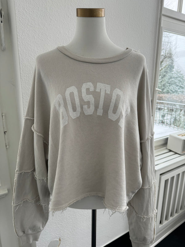 Sweatshirt boston short oversized beige