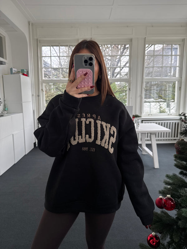 Apres Ski Club Sweatshirt – Schwarz – Gefüttert – One Size (36–40) schwarz