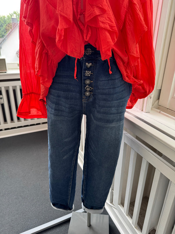 Jeans mit Knöpfen enges bein blau