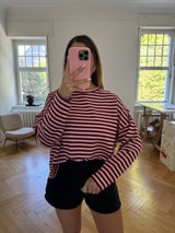 Gestreiftes Oberteil im kastigen Schnitt – One Size bordeaux