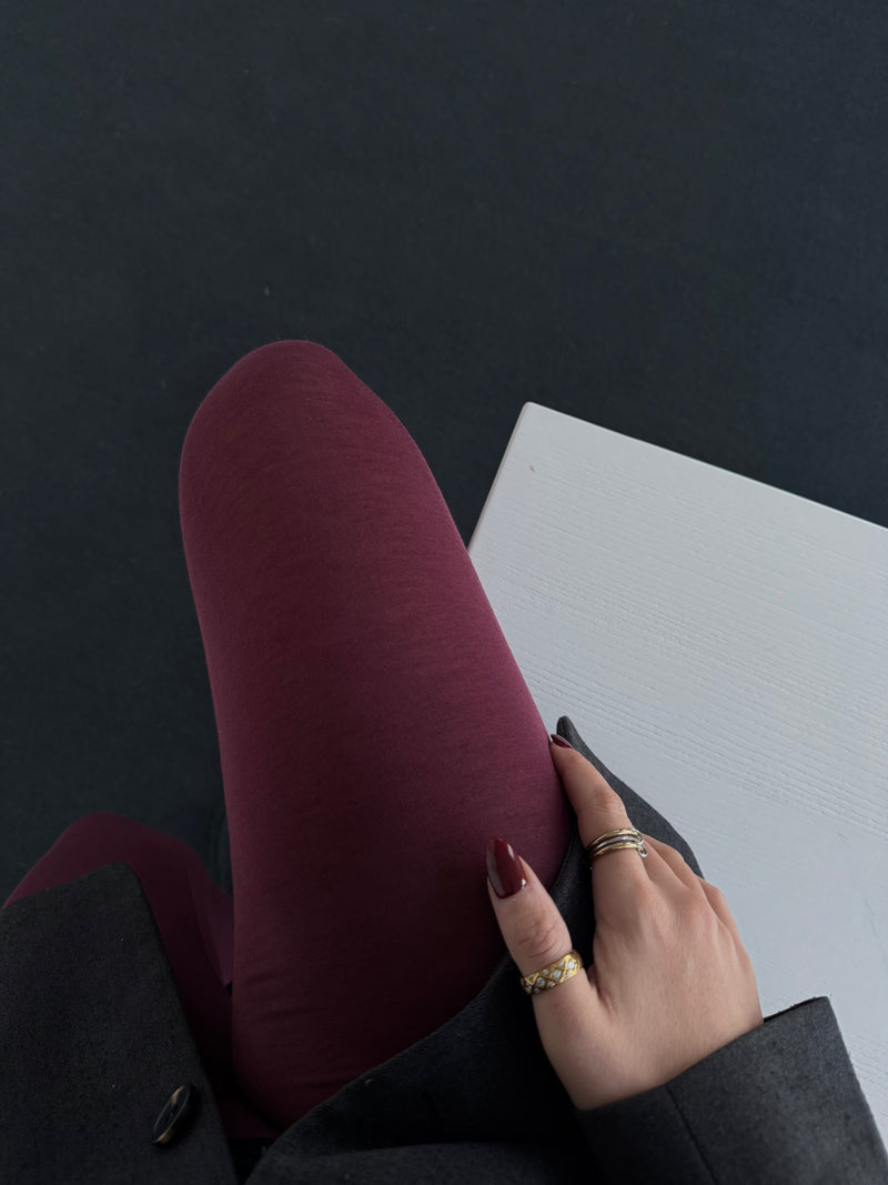 Kaschmir-Modal Leggings – Ultraweich & Dünn, Homewear oder Unterzieher – One Size (36–42)bordeaux