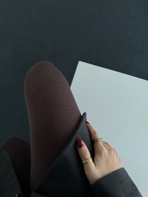 Kaschmir-Modal Leggings – Ultraweich & Dünn, Homewear oder Unterzieher –One Size (36–42)braun