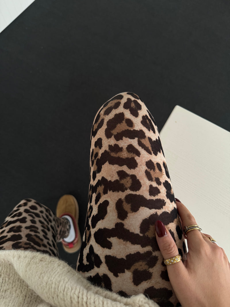 Kaschmir-Modal Leggings – Ultraweich & Dünn, Homewear oder Unterzieher leo beige/schwarz