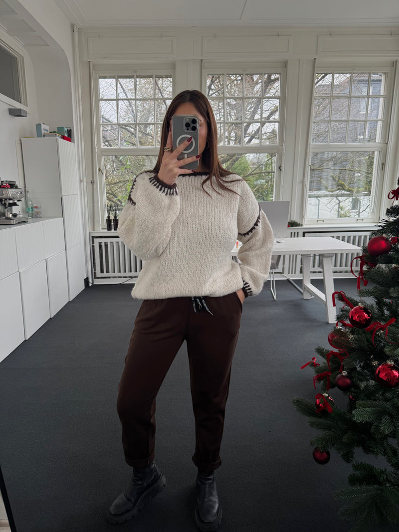 Gefütterte Winterhose mit Gummibund – Warm & Stretch – One Size (36–40) braun