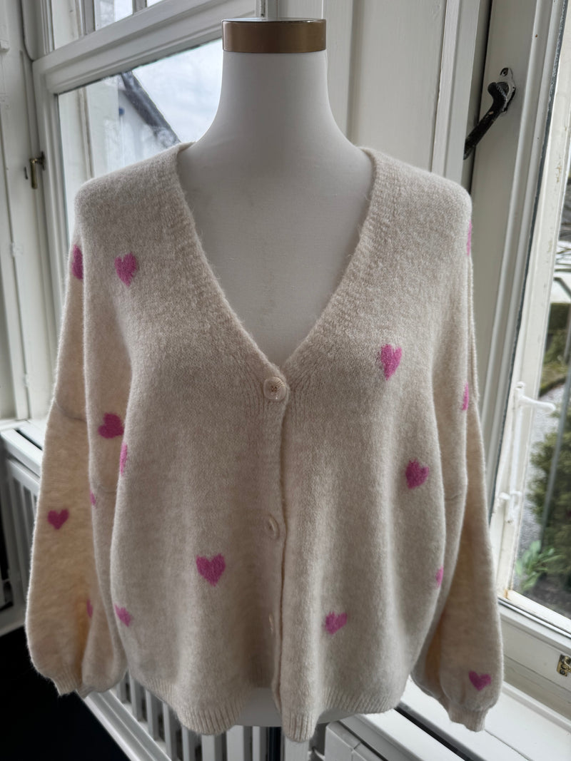 Strickjacke mit Knöpfen heart beige