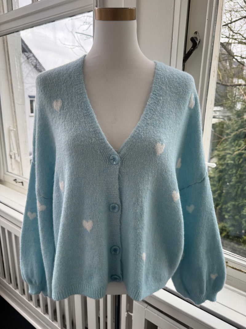 Strickjacke mit Knöpfen heart babyblau