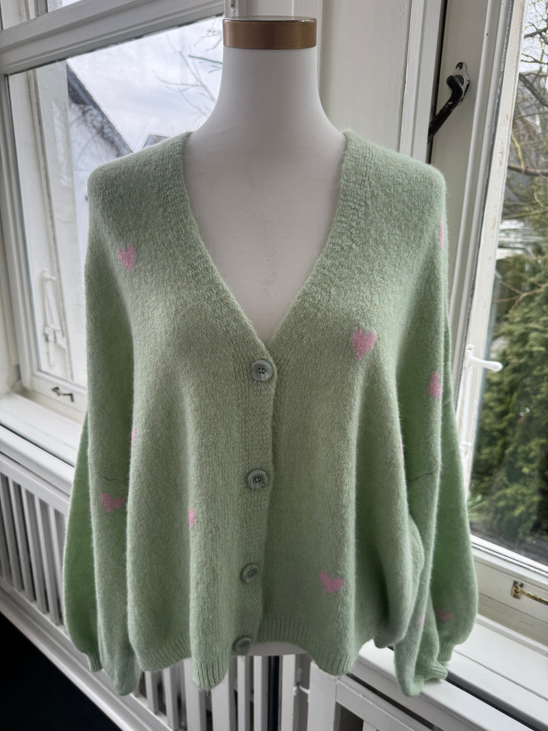 Strickjacke mit Knöpfen heart mint