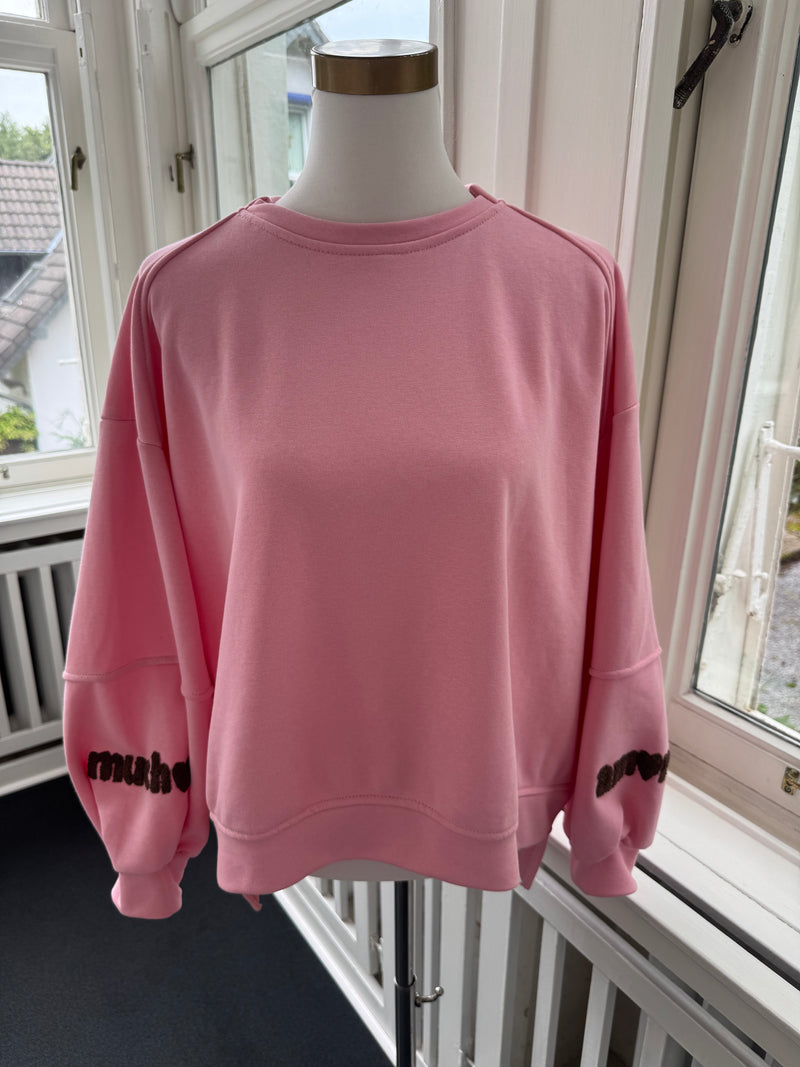 Sweatshirt amour ballonärmel rosa