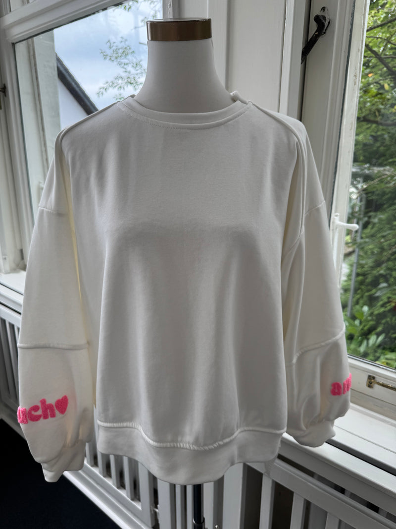 Sweatshirt amour ballonärmel weiß