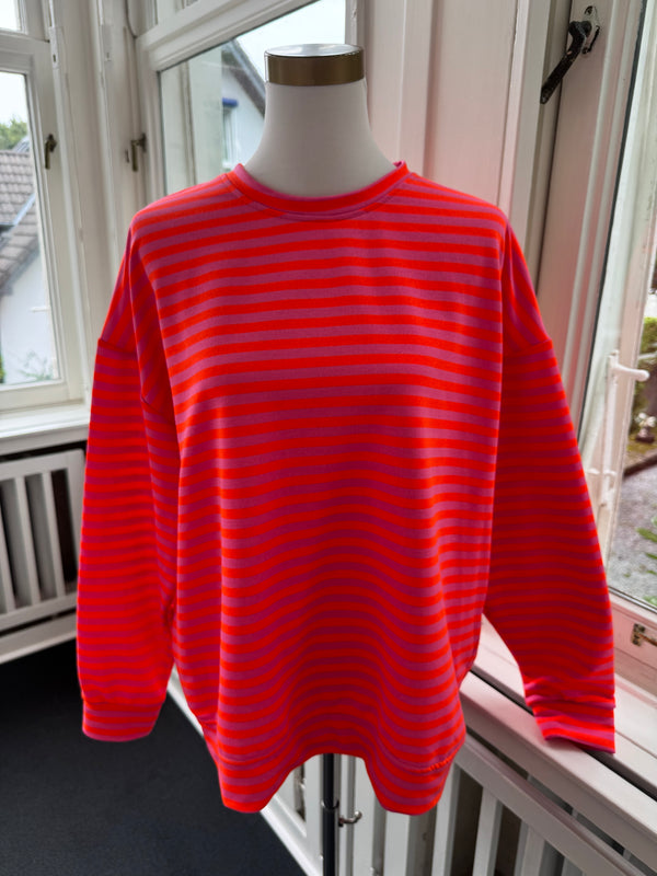 Sweatshirt gestreift oversized orange/pink