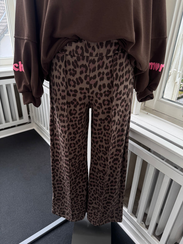 Hose leo weites bein braun/rosa