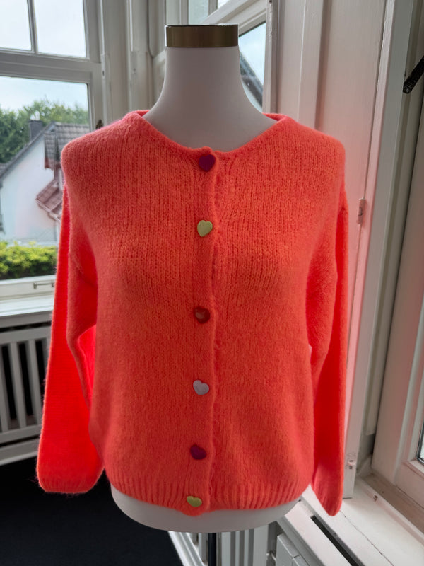 Strickjacke heart neonorange