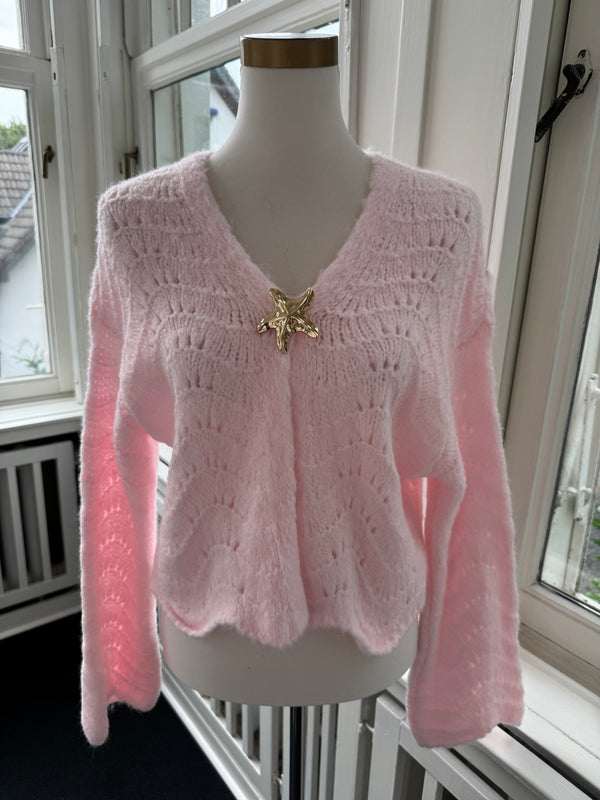 Strickjacke stern weite ärmel rosa