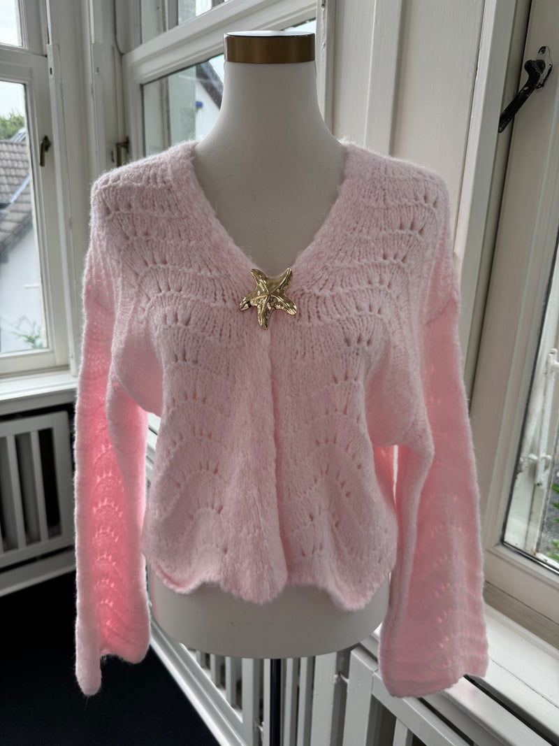 Strickjacke stern weite ärmel rosa
