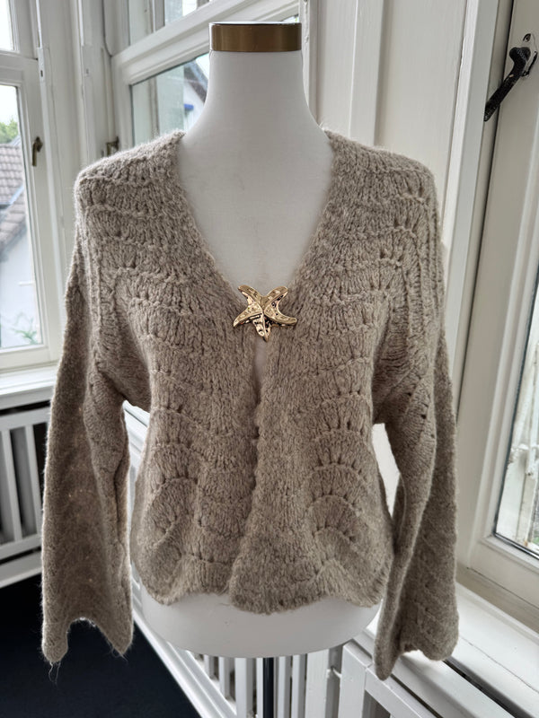 Strickjacke stern weite ärmel beige