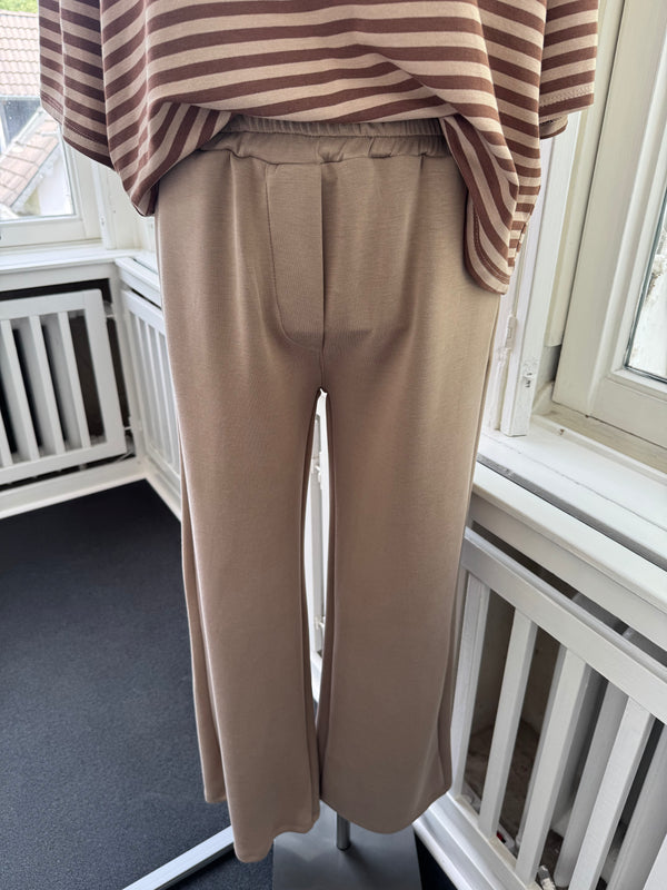 Hose Soft weites Bein mit Gummibund dunkelbeige