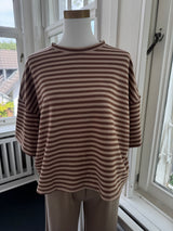 T-Shirt gestreift oversized kastiger Schnitt braun