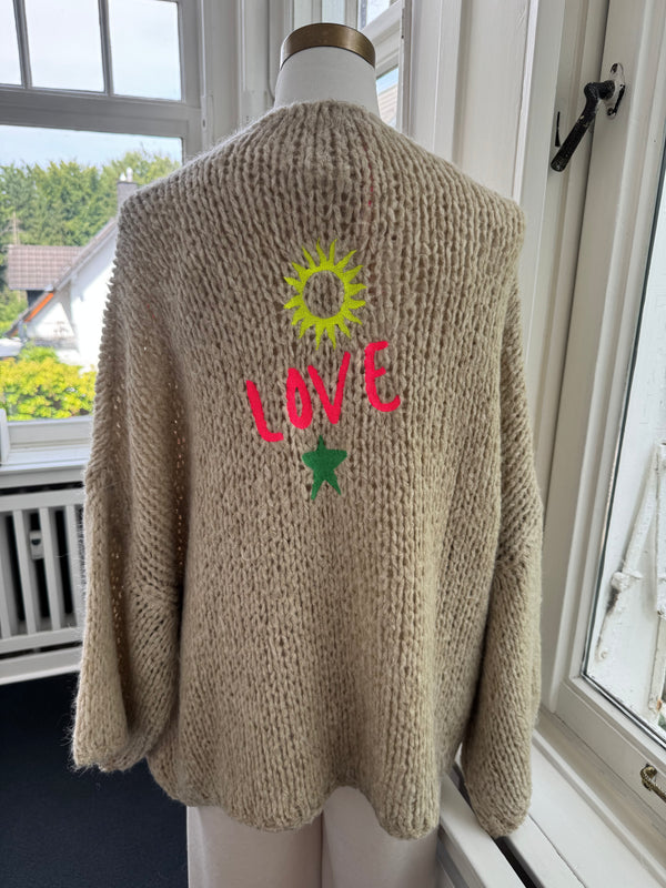 Strickjacke love beige