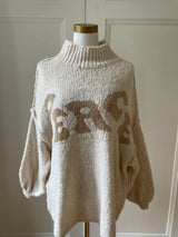 STRICKPULLOVER MIT STEHKRAGEN PEACE OVERSIZED BEIGE