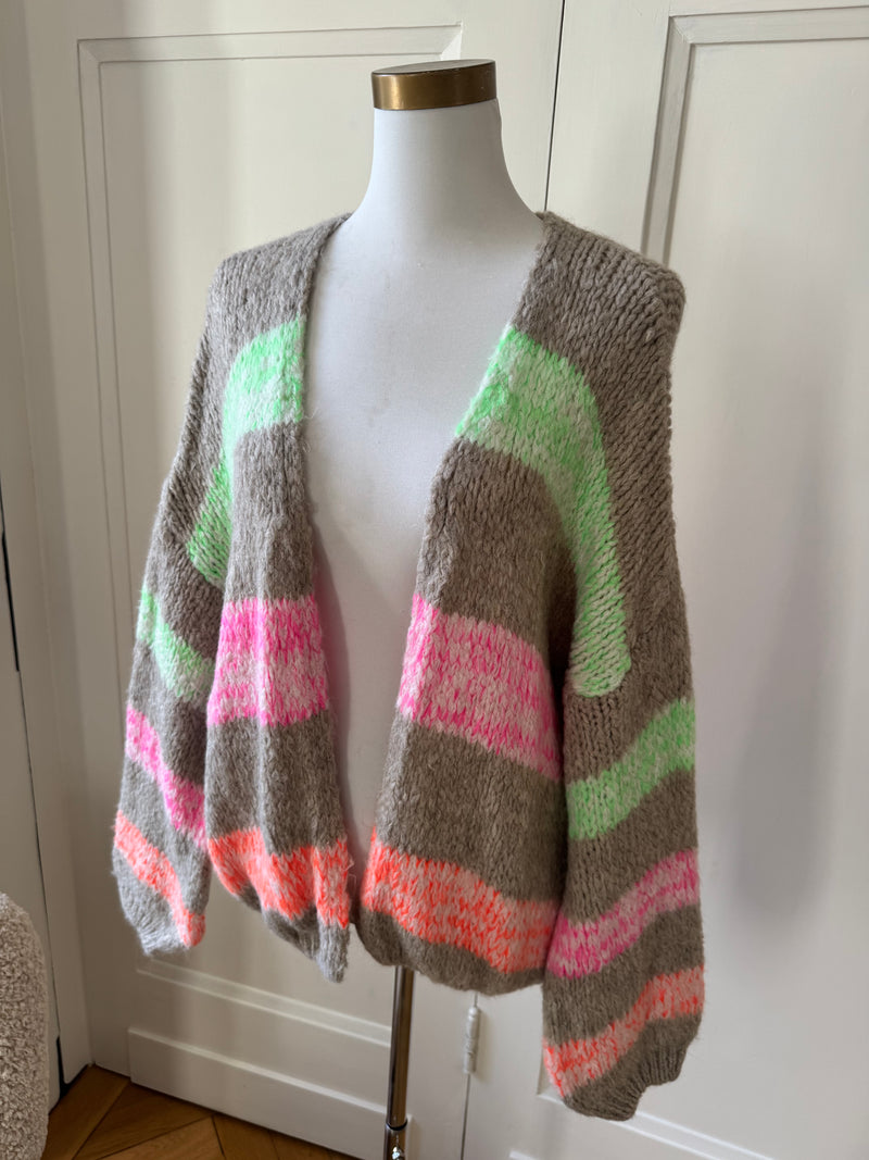 Strickjacke Regenbogen beige