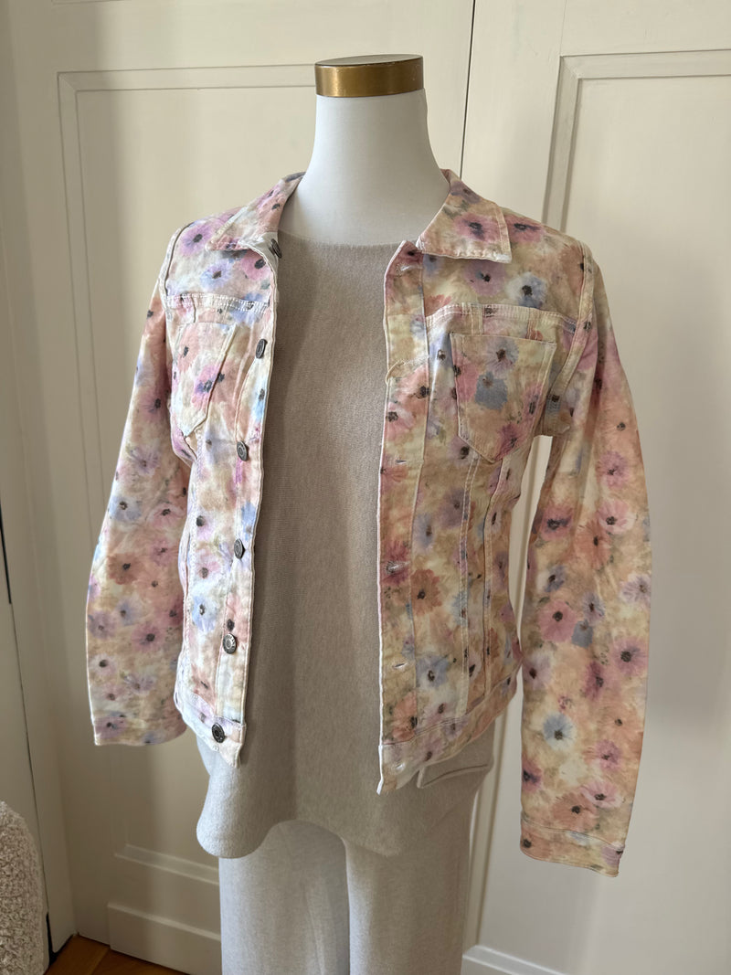 Jeansjacke wendbar flower weiß