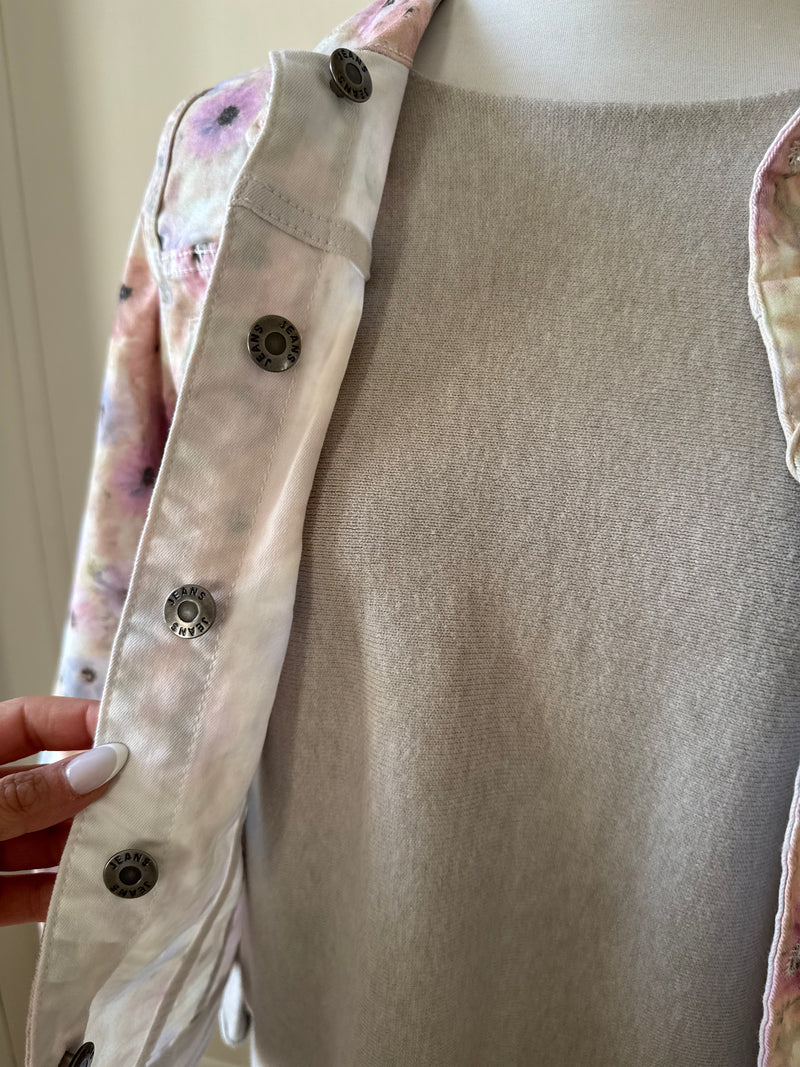 Jeansjacke wendbar flower weiß