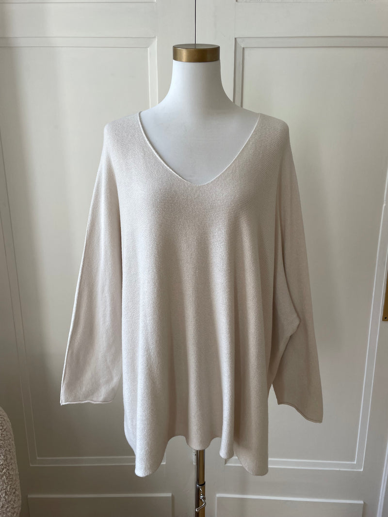 FEINSTRICK PULLOVER OVERSIZED V-AUSSCHNITT BEIGE