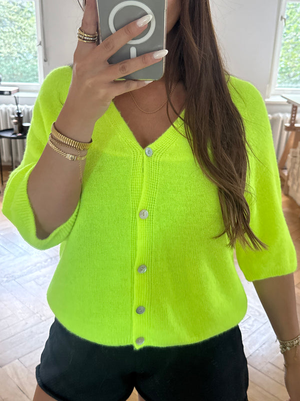 Strickjacke halbarm soft gelb
