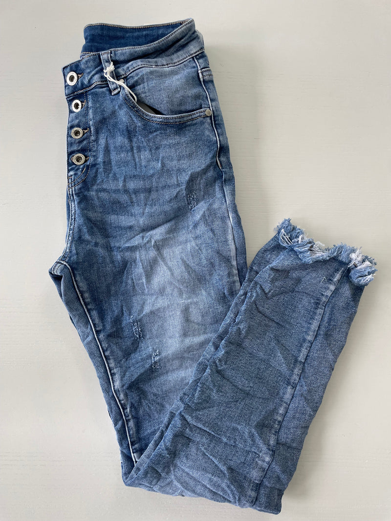 Jeans Mai mit ausgefranstem Bein blue