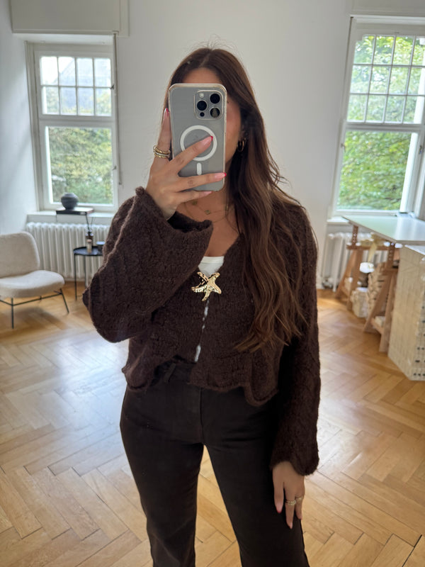 Strickjacke stern weite ärmel braun