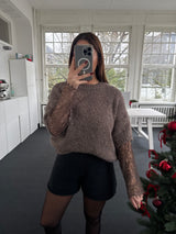 ✨ Elegantes Strickoberteil mit Spitze – One Size (36–42), kratzt nicht ✨taupe